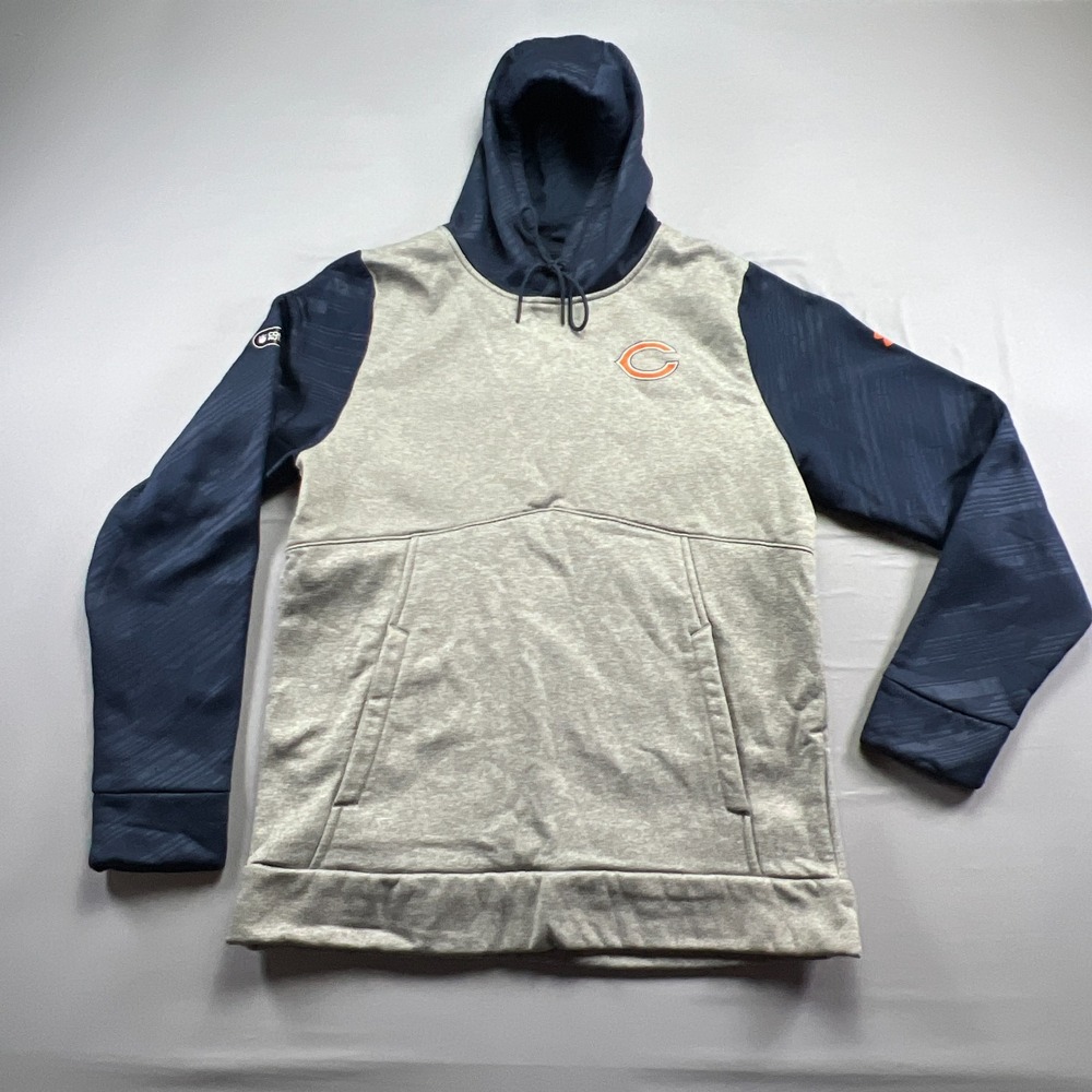 Chicago Bears Football Hoodie Men M Gray Navy Under Armour NFL Combine Authentic